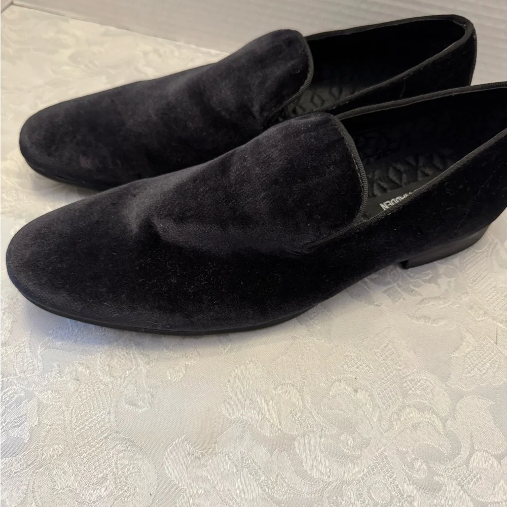 Steve Madden Men’s 8‎ Laight black velvet loafer smoking slipper shoe sleek